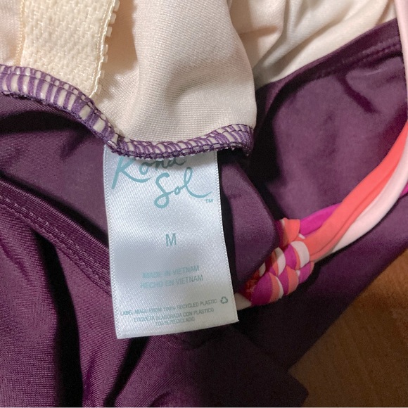 KONA SOL Macrame Straps High Coverage One Piece Swimsuit AFK71 Burgundy Medium - Picture 8 of 15